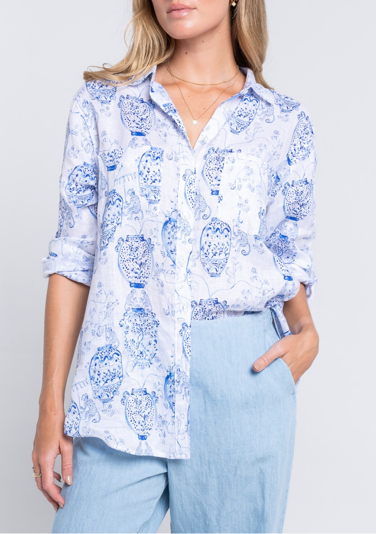 Ginger Jar Boyfriend Linen Shirt