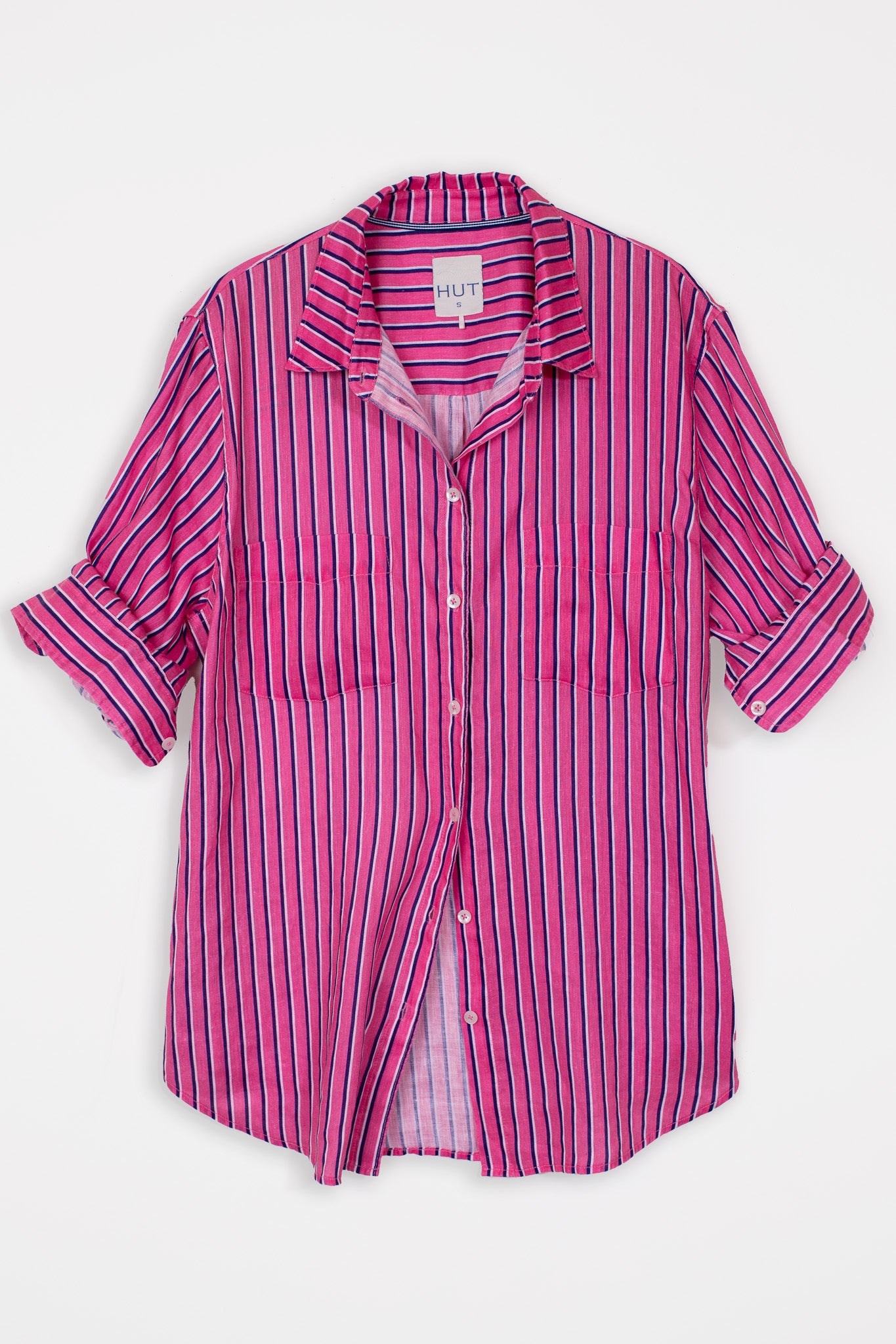 Mulberry Stripe Boyfriend Linen Shirt