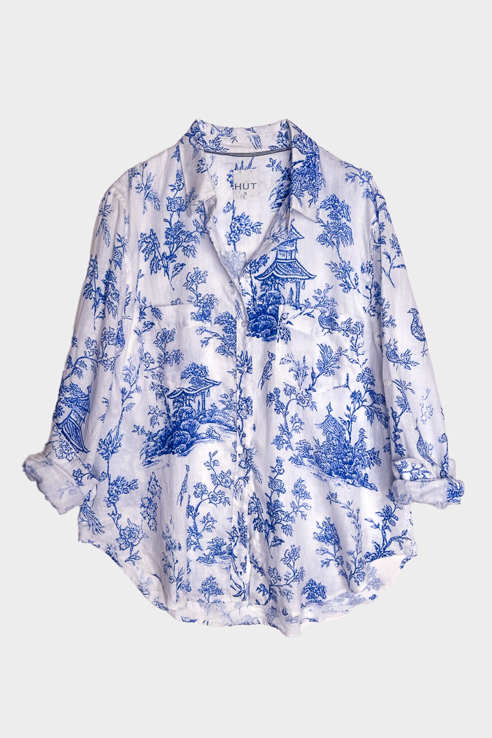 Chinoiserie Boyfriend Linen Shirt