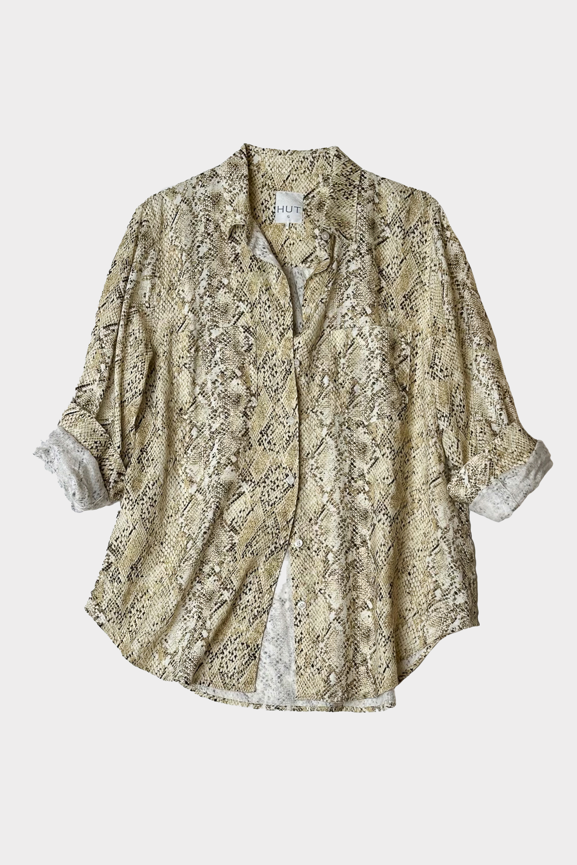 Snake Skin Print Boyfriend Linen Shirt