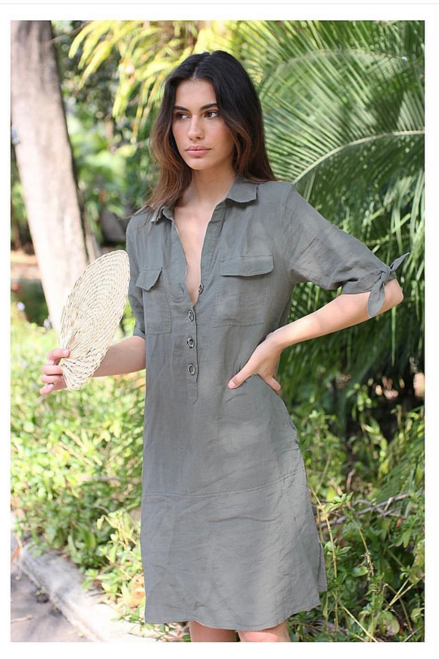 Safari Linen Dress HUT clothing Warehouse Sale Safari Linen Dress HUT clothing Warehouse Sale