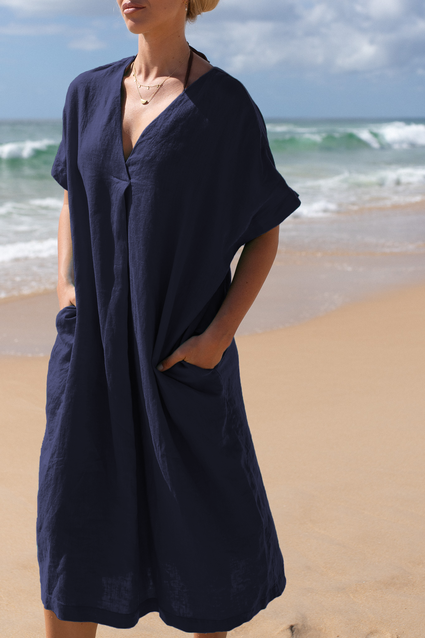 Navy Kaftan Dress