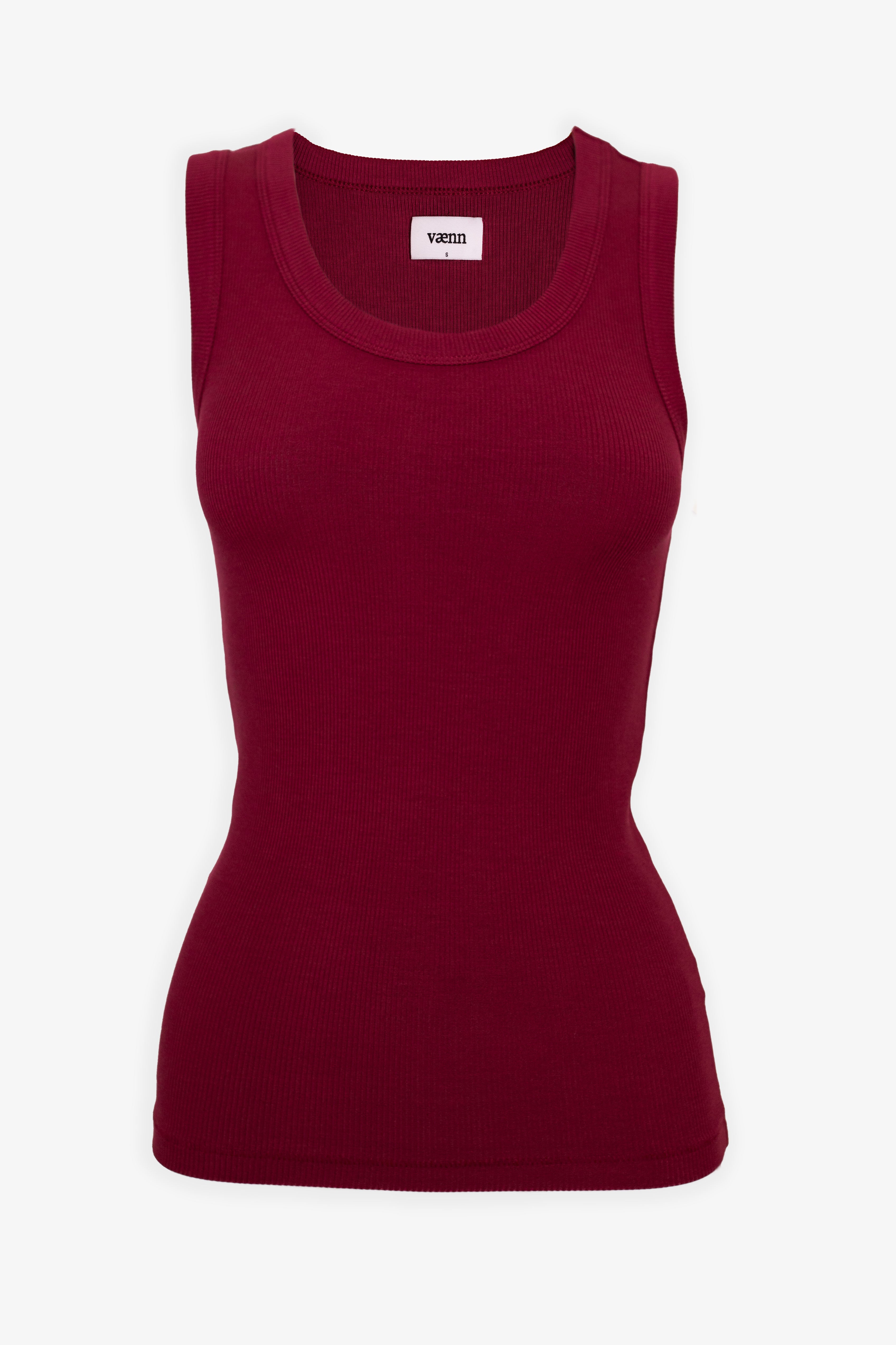 VÆNN Rib Scoop Neck Tank Raisin