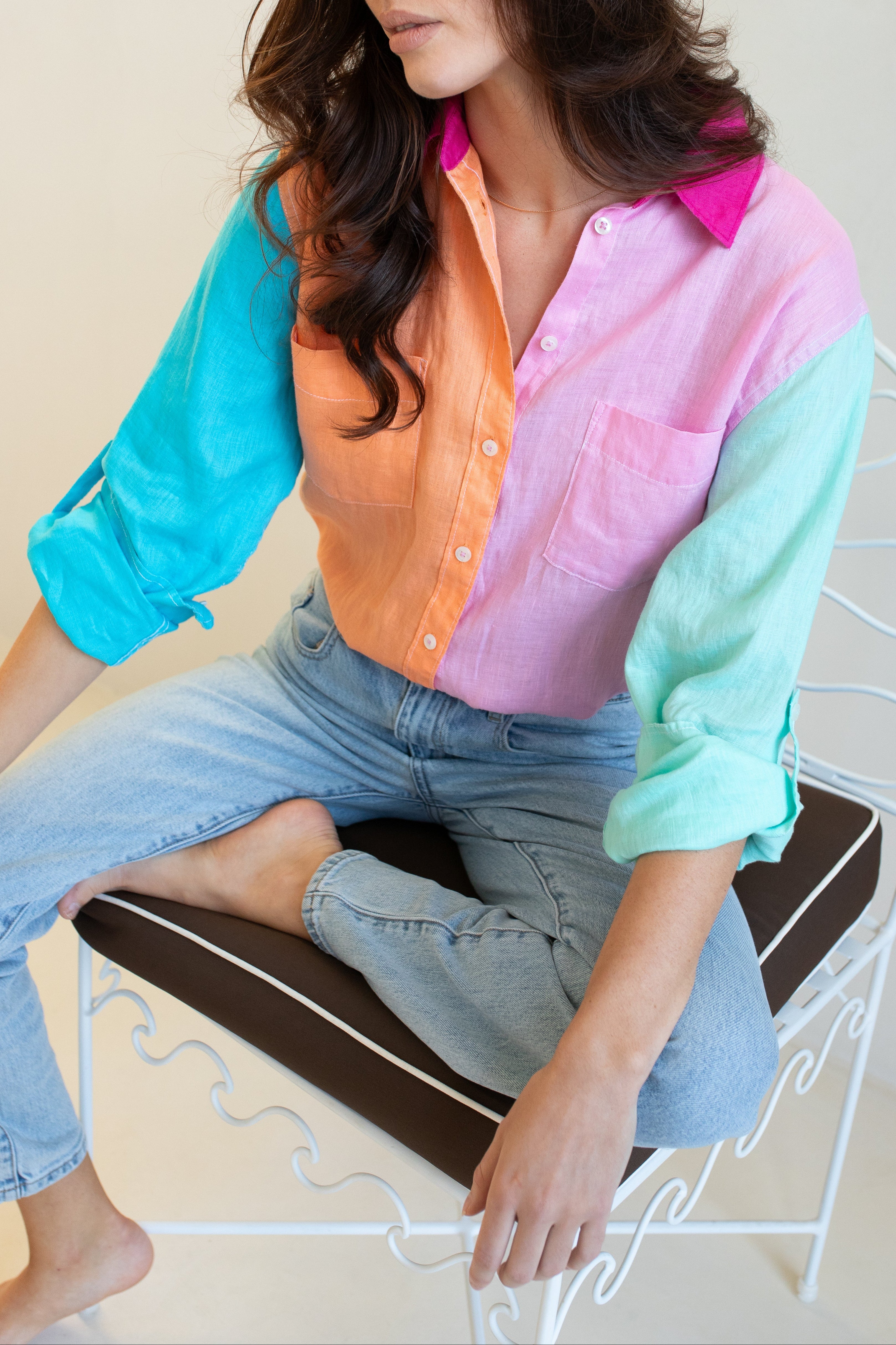 Hopscotch Boyfriend Linen Shirt