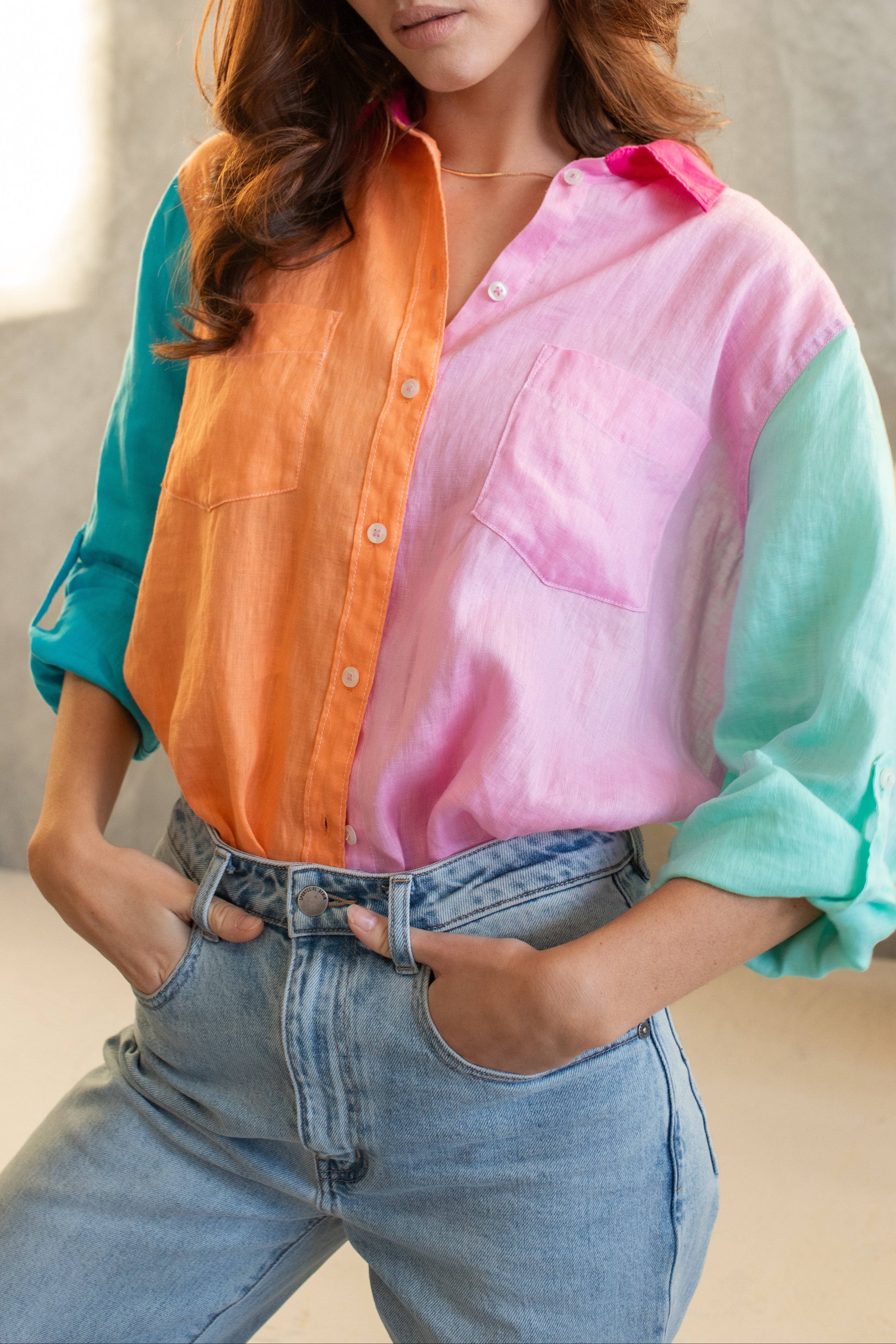 Hopscotch Boyfriend Linen Shirt