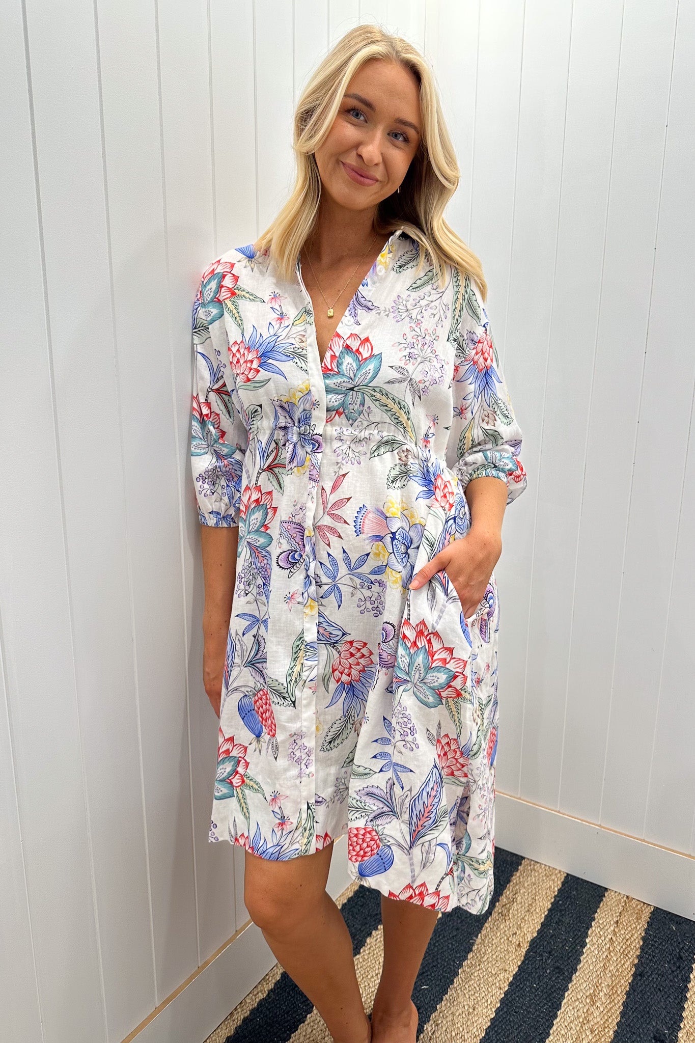 Summer Palace Drawstring Midi Dress