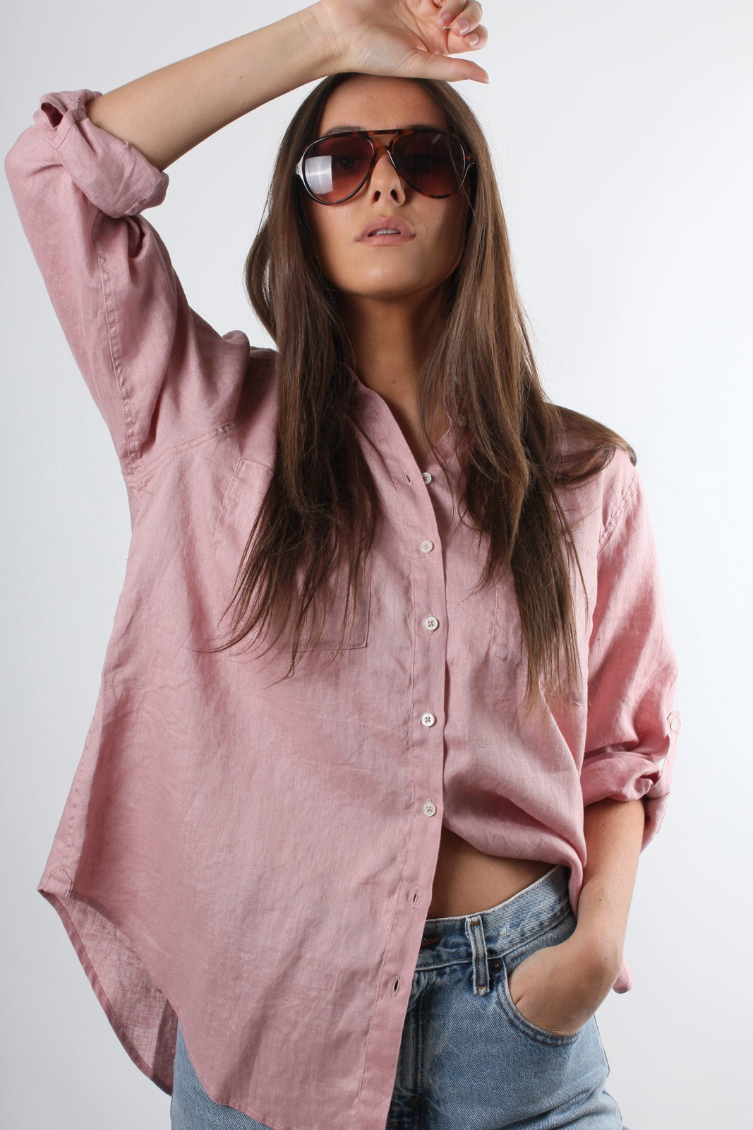 Ballerina Pink Boyfriend Linen Shirt