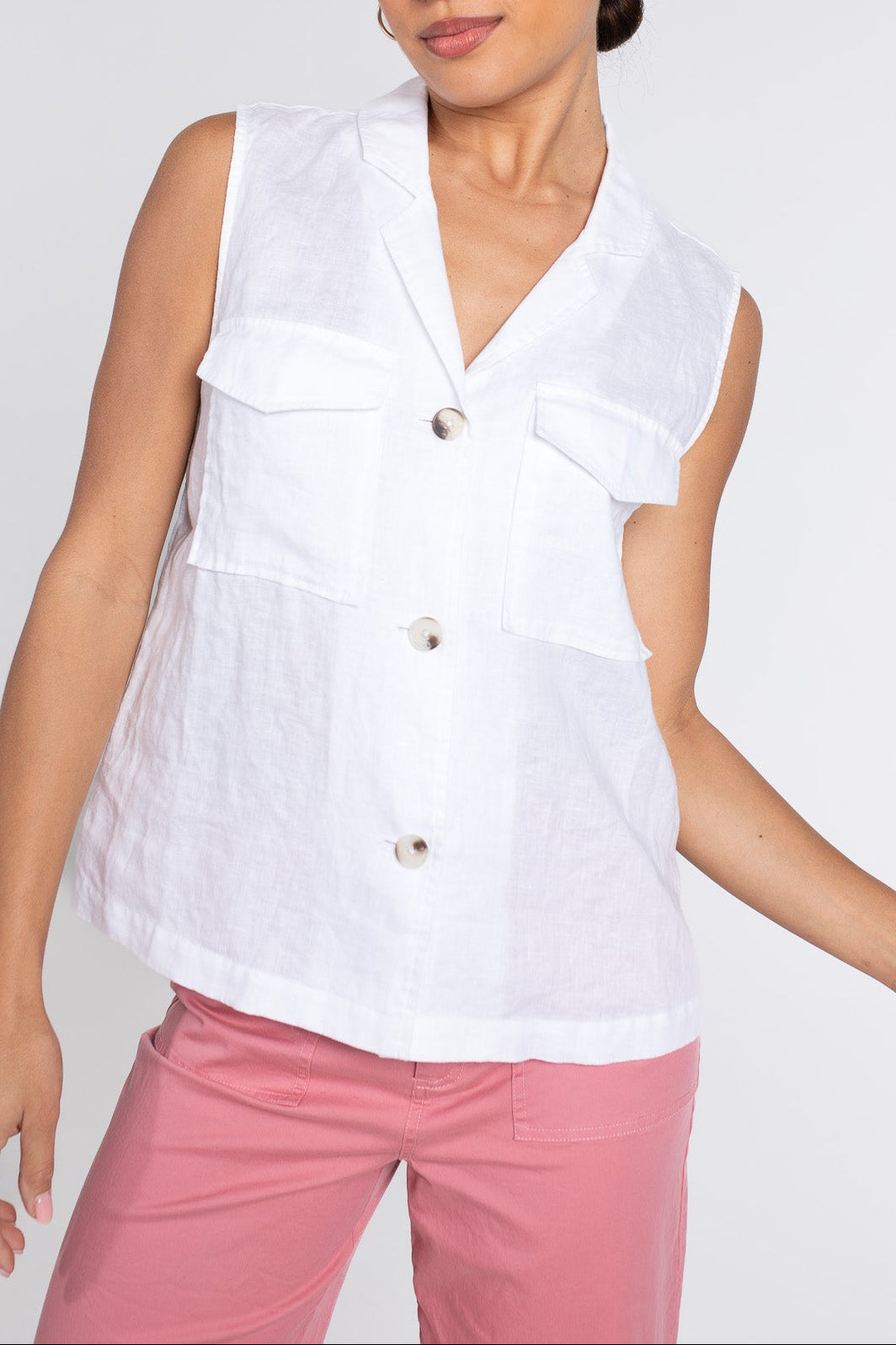 White Linen Vest