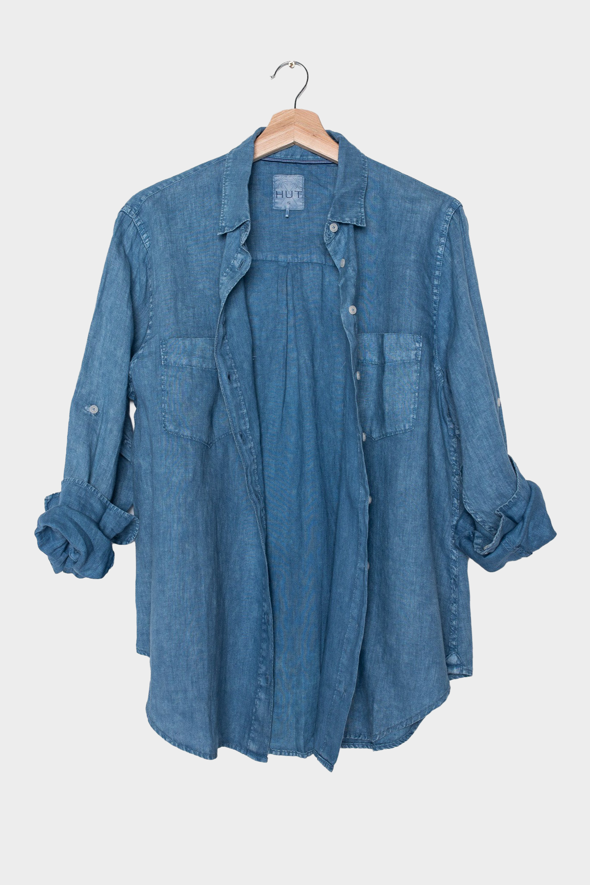 Denim Wash Boyfriend Linen Shirt