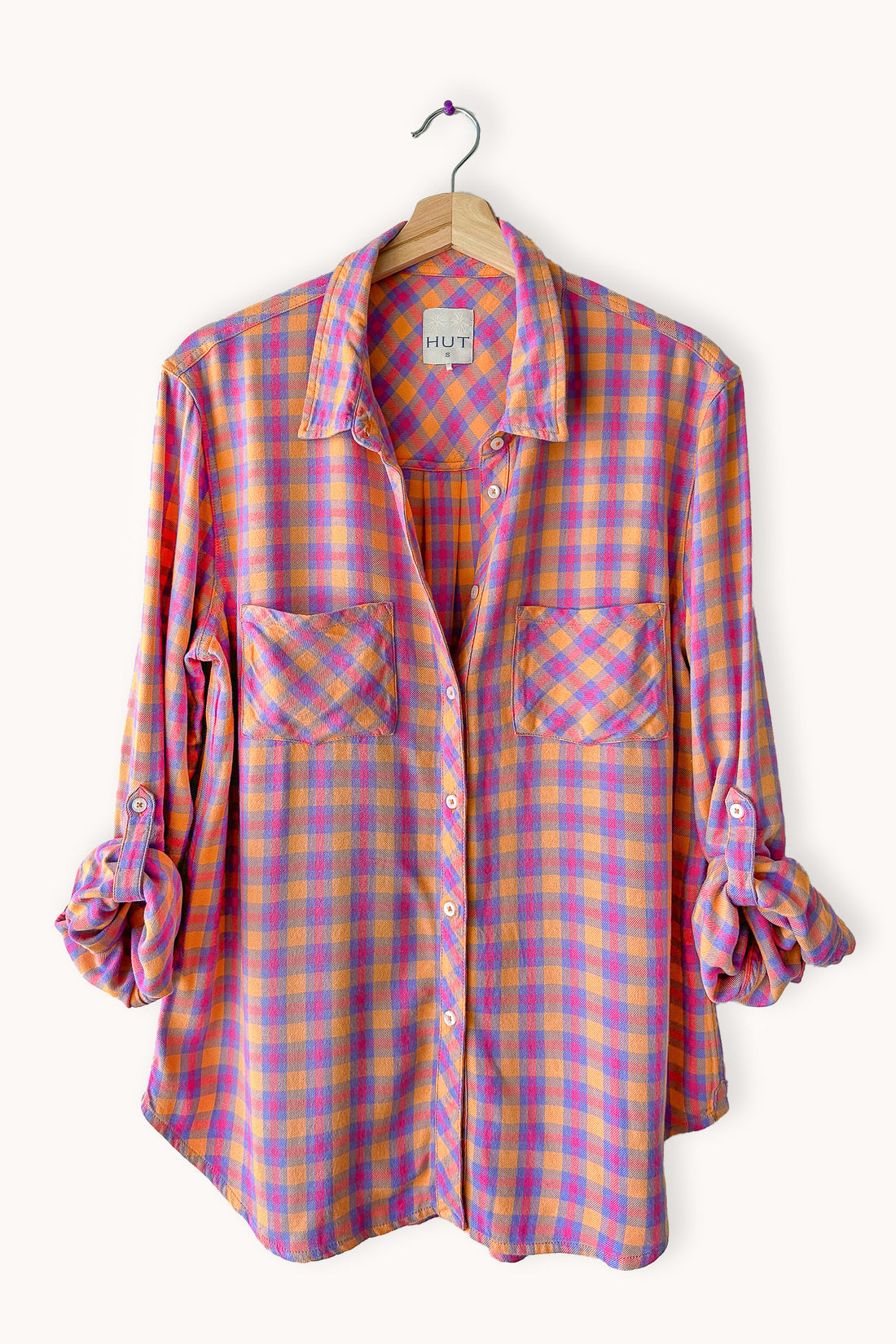 Orange Pink Check Cosy Plaid