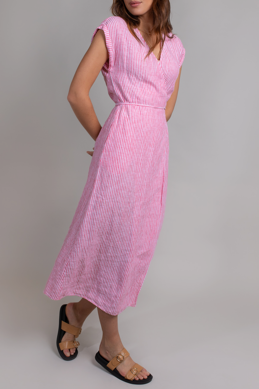 Raspberry Stripe Felicity Wrap Dress