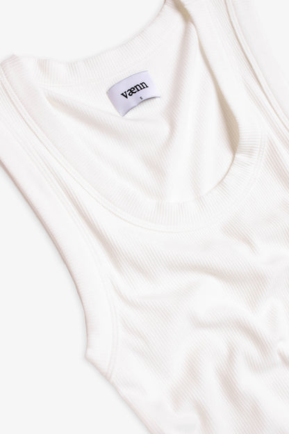 VÆNN Rib Scoop Neck Tank White