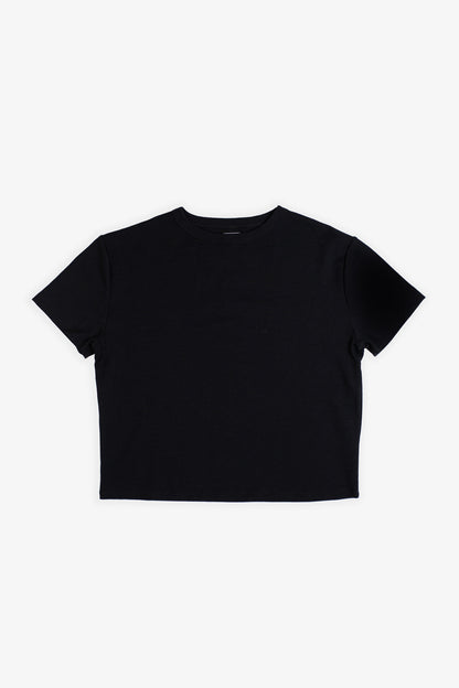 VÆNN Baby Wool Boxy Crew Neck Tee Black