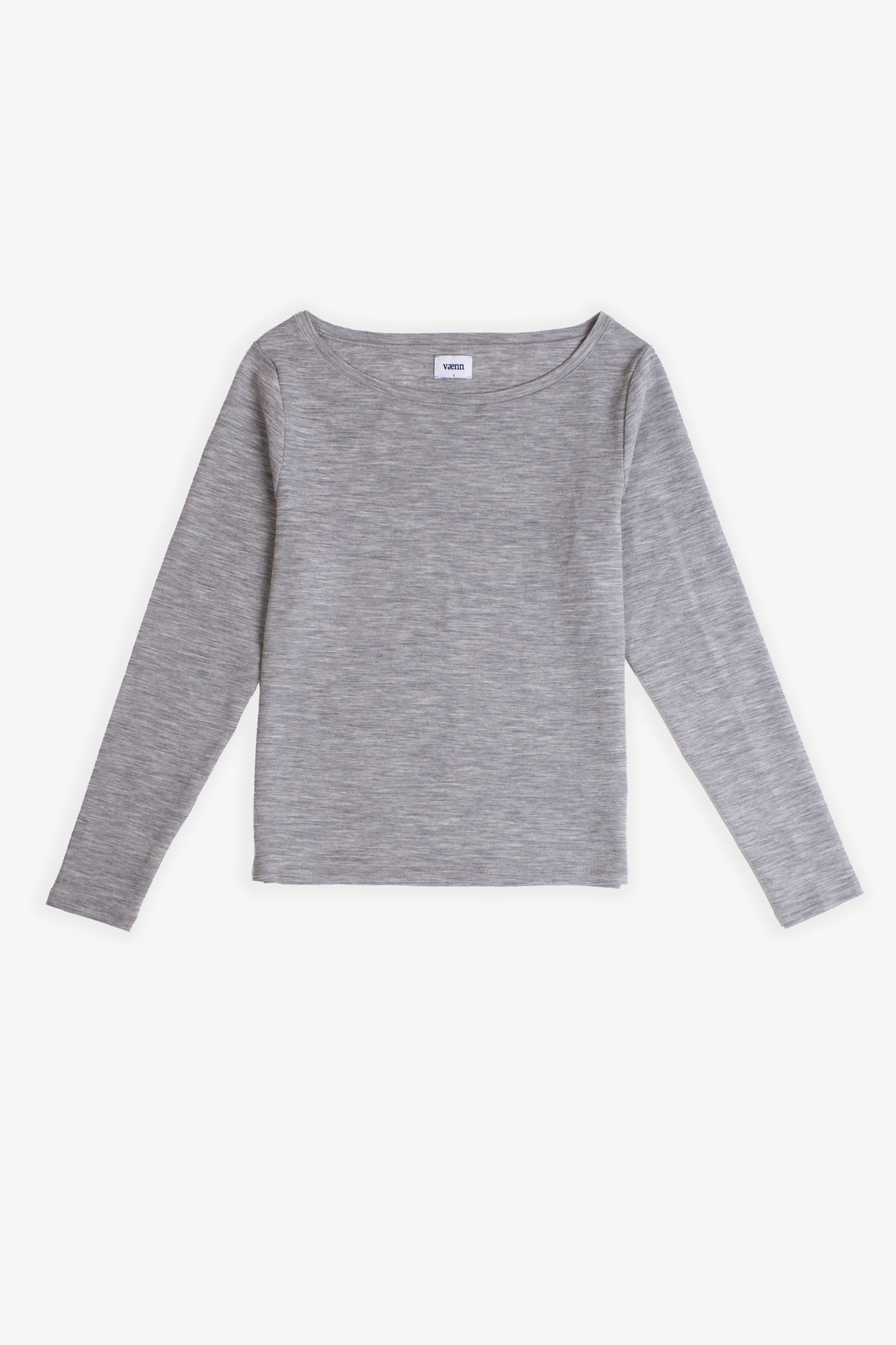 VÆNN Baby Wool Long Sleeve Wide Neck Crew Marble