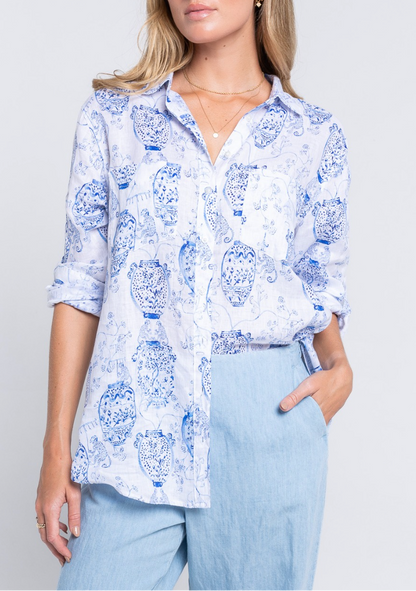 Ginger Jar Boyfriend Linen Shirt