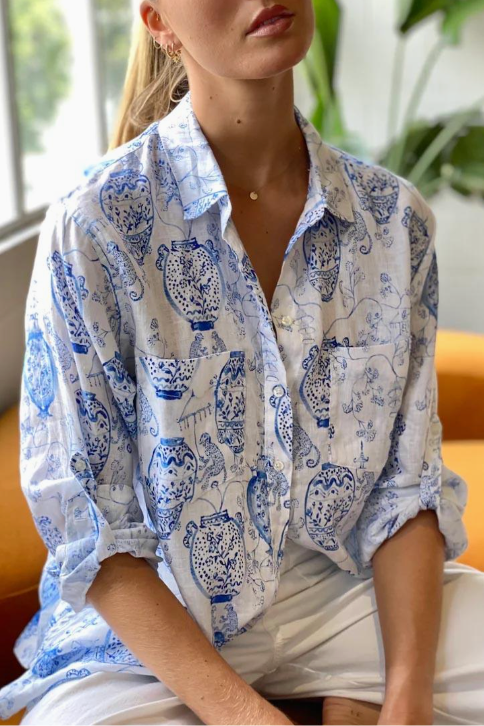 Ginger Jar Boyfriend Linen Shirt