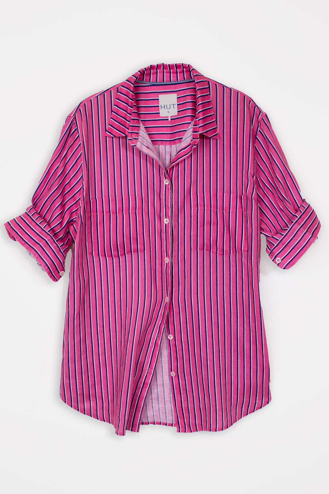 Mulberry Stripe Boyfriend Linen Shirt