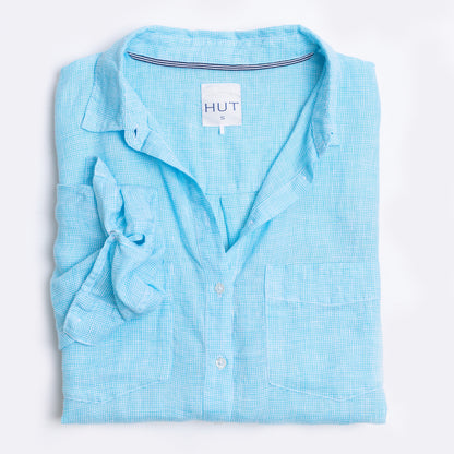 Baby Houndstooth Boyfriend Linen Shirt