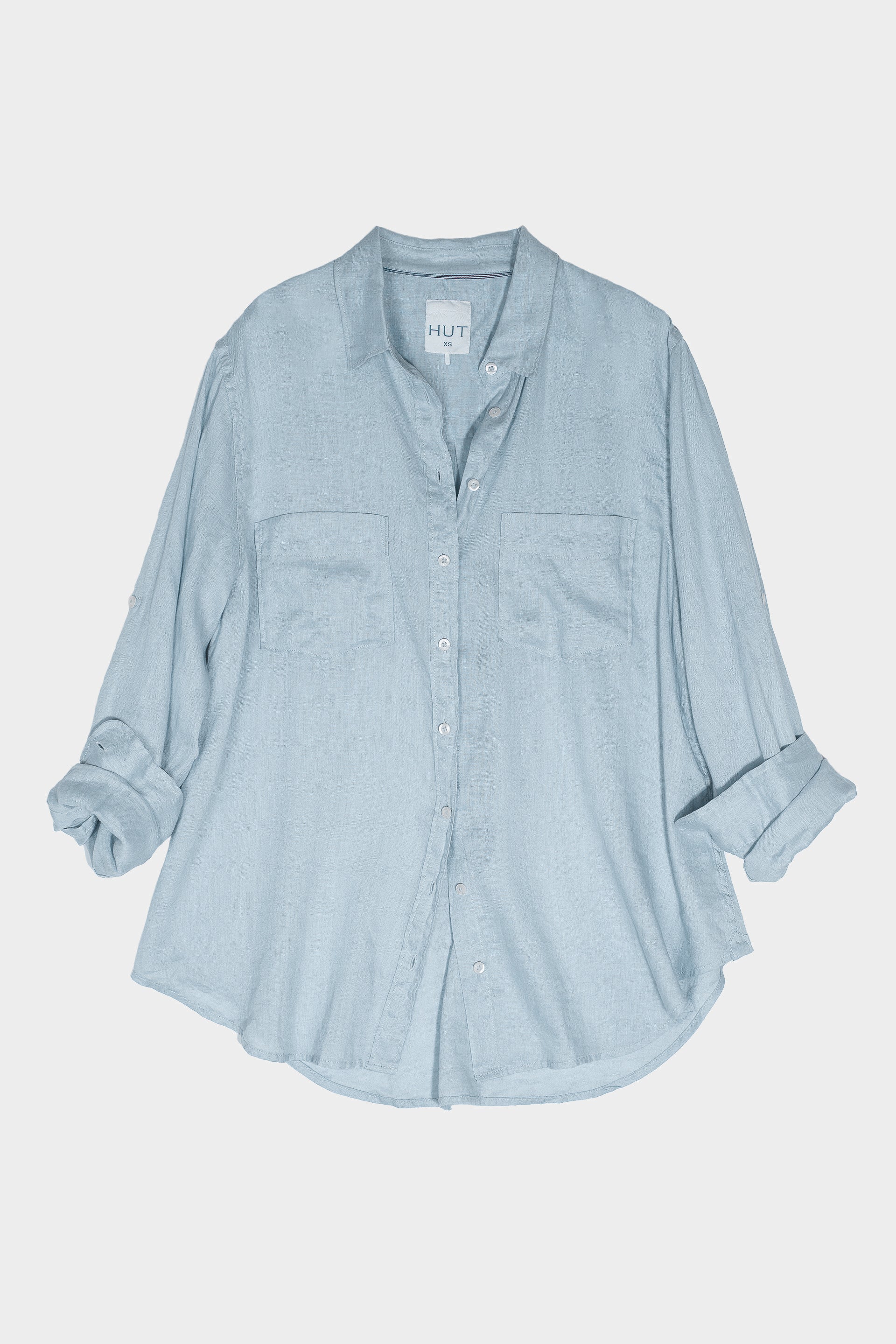 Breeze Blue Boyfriend Linen Shirt