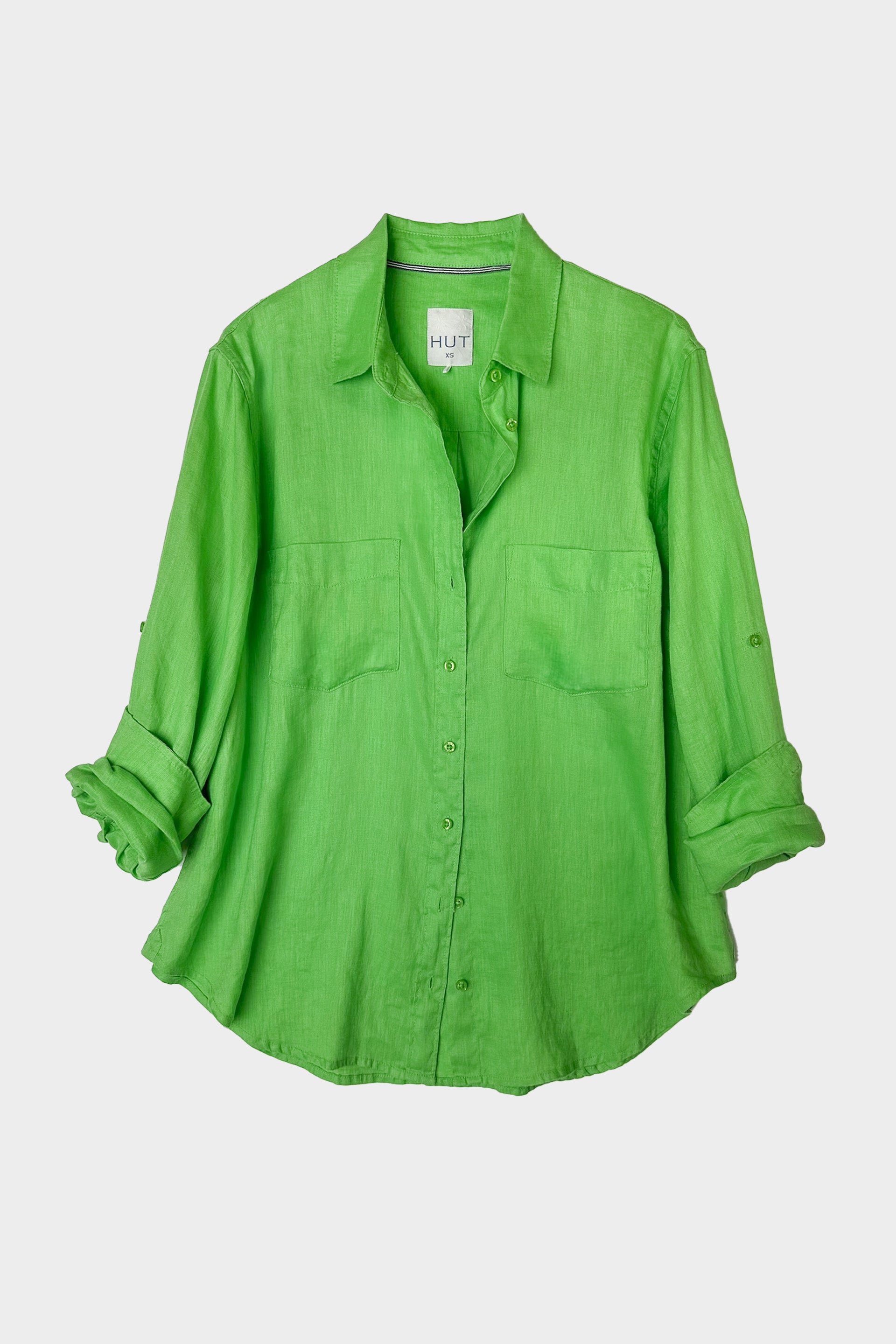 Apple Green Boyfriend Linen Shirt