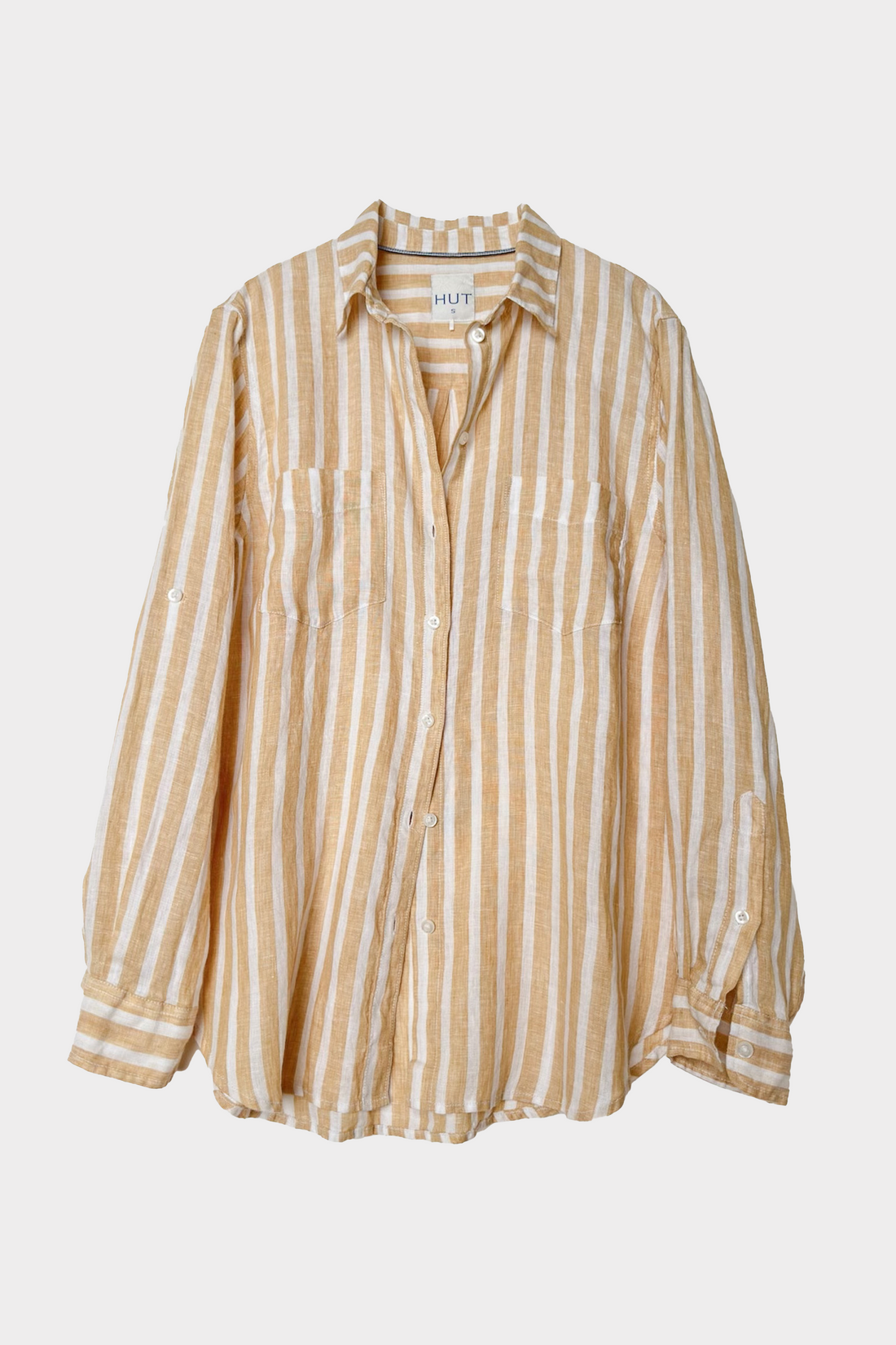 Honeycomb Stripe Boyfriend Linen Shirt