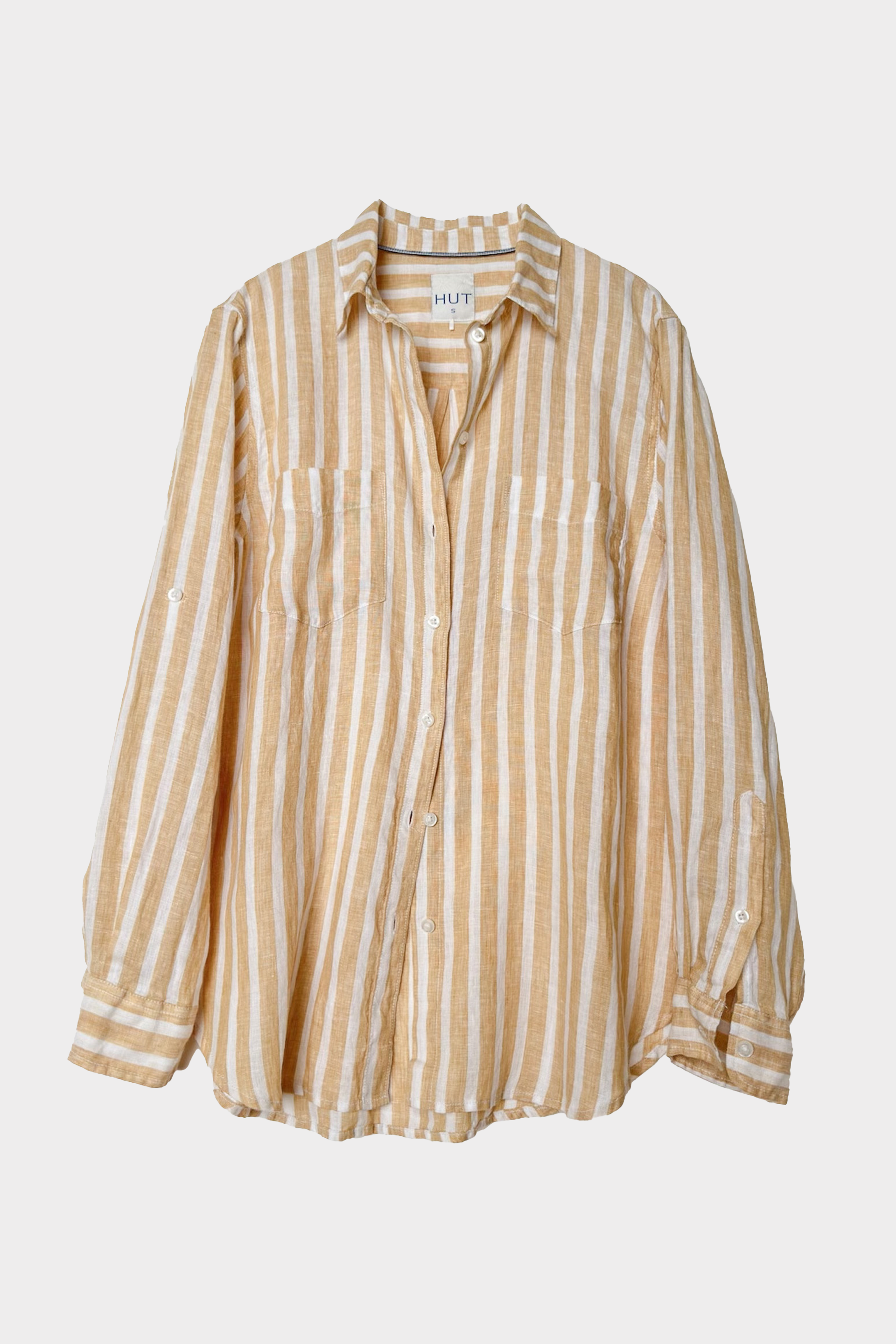 Honeycomb Stripe Boyfriend Linen Shirt