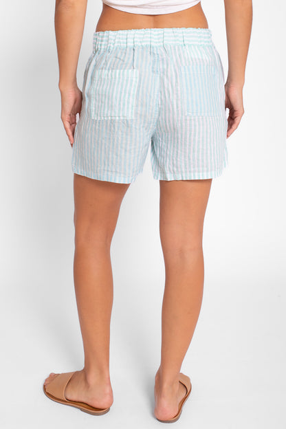 Blues Seafoam Mixed Stripe Linen Short