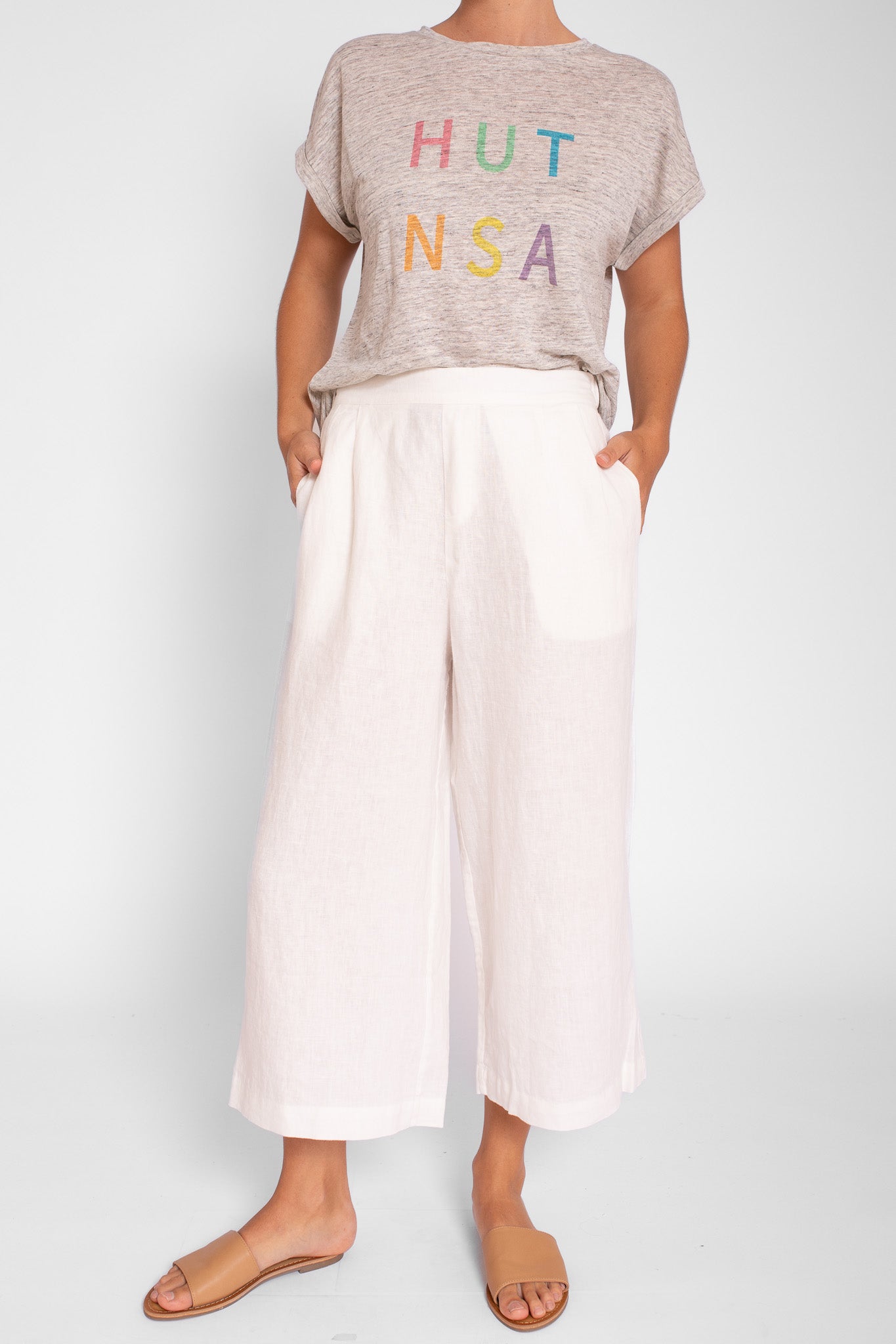White Linen Wide Leg Pant