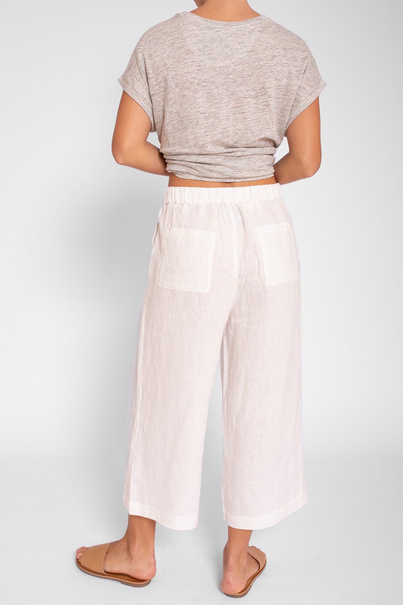 White Linen Wide Leg Pant