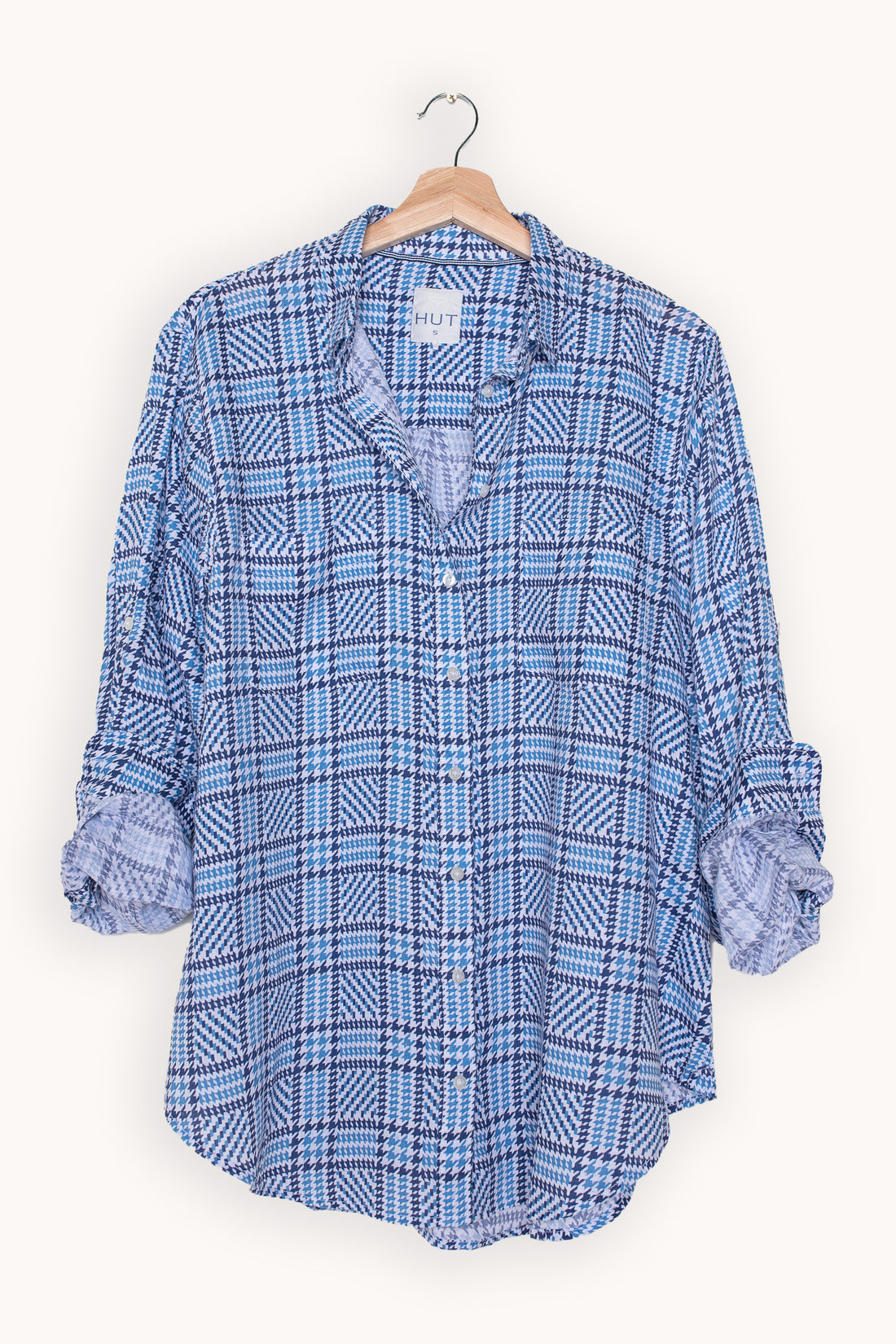 Blue Tweed Boyfriend Linen Shirt