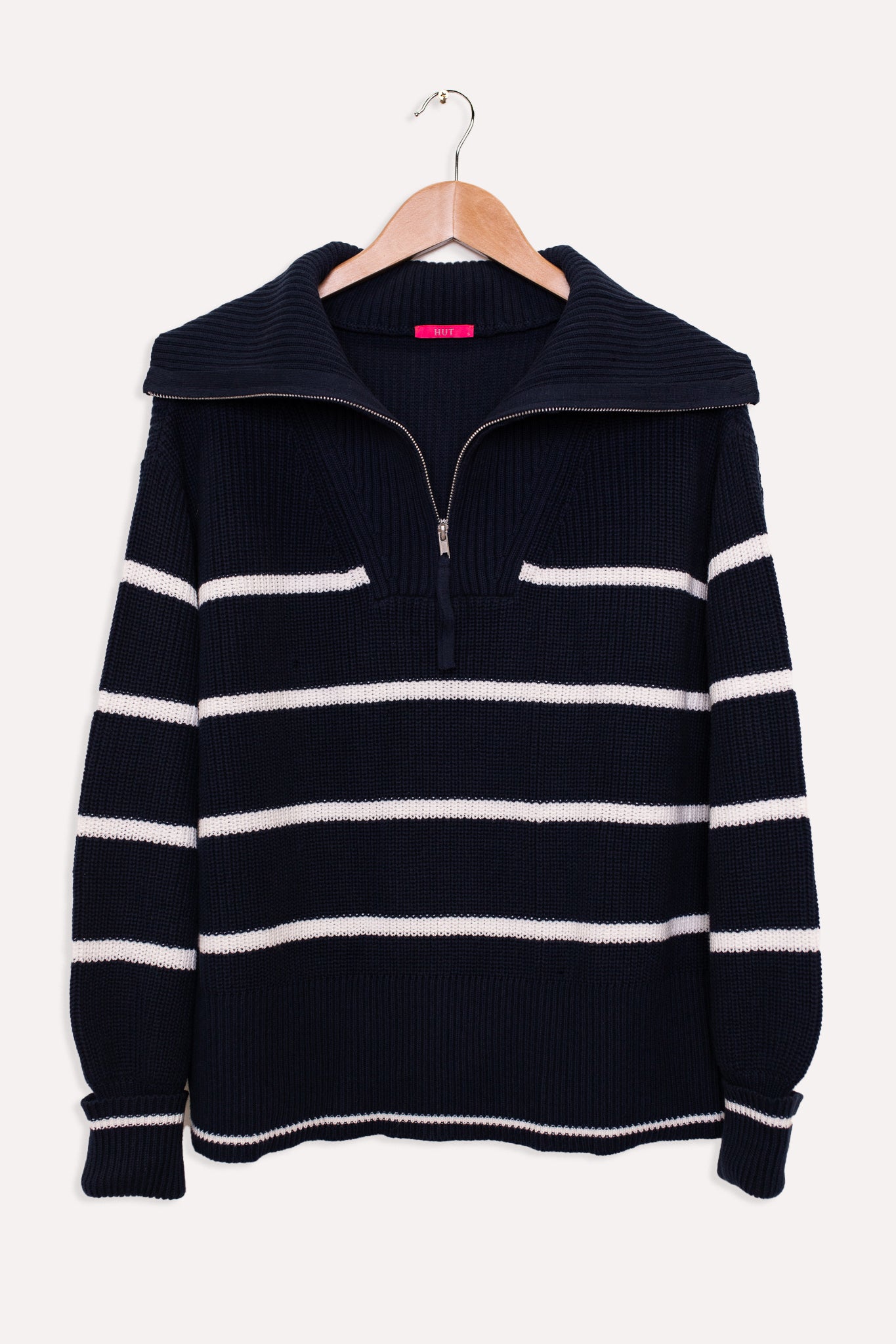 Navy White Phoebe 1/2 Zip Knit