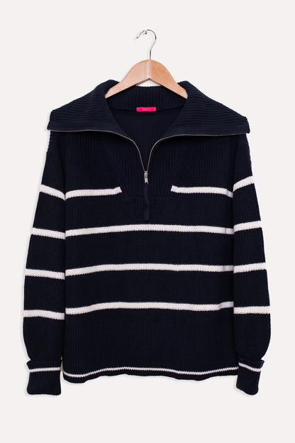 Navy White Phoebe 1/2 Zip Knit