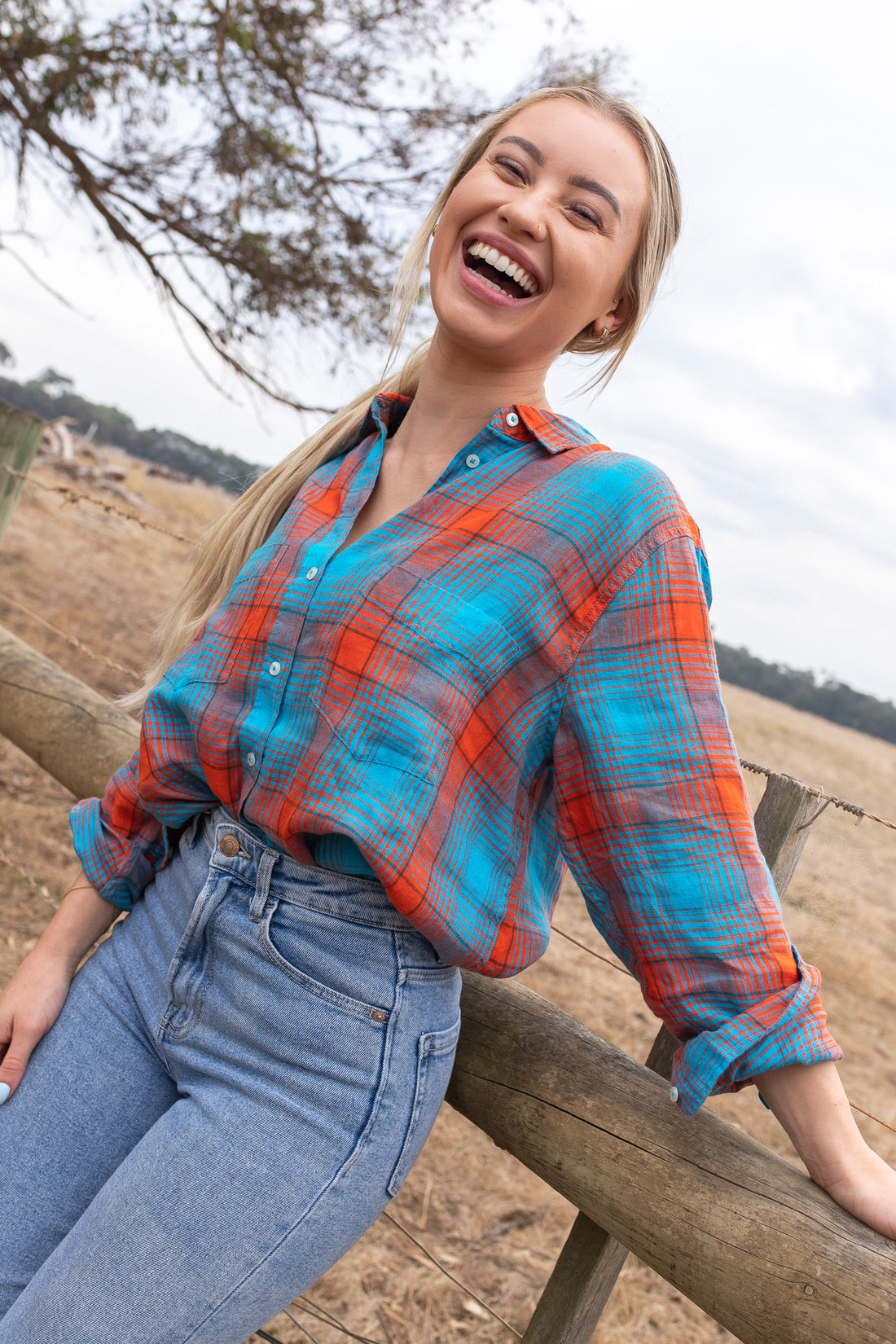 Lumberjack Plaid Boyfriend Linen Shirt