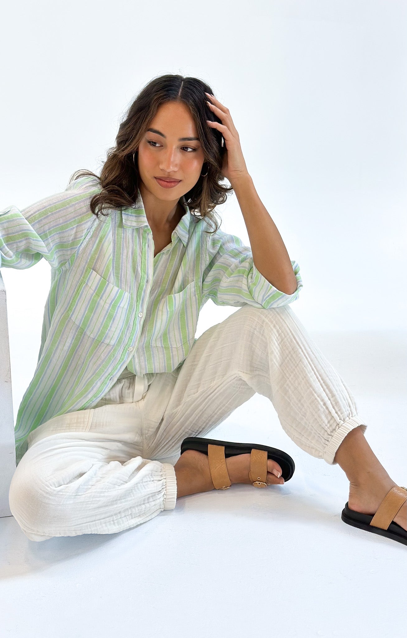 Garden Party Stripe Boyfriend Linen Shirt