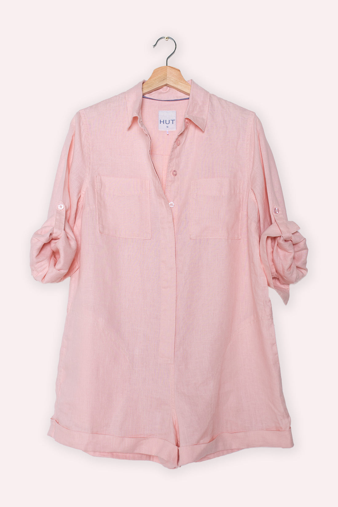 Cloud Pink Linen Romper