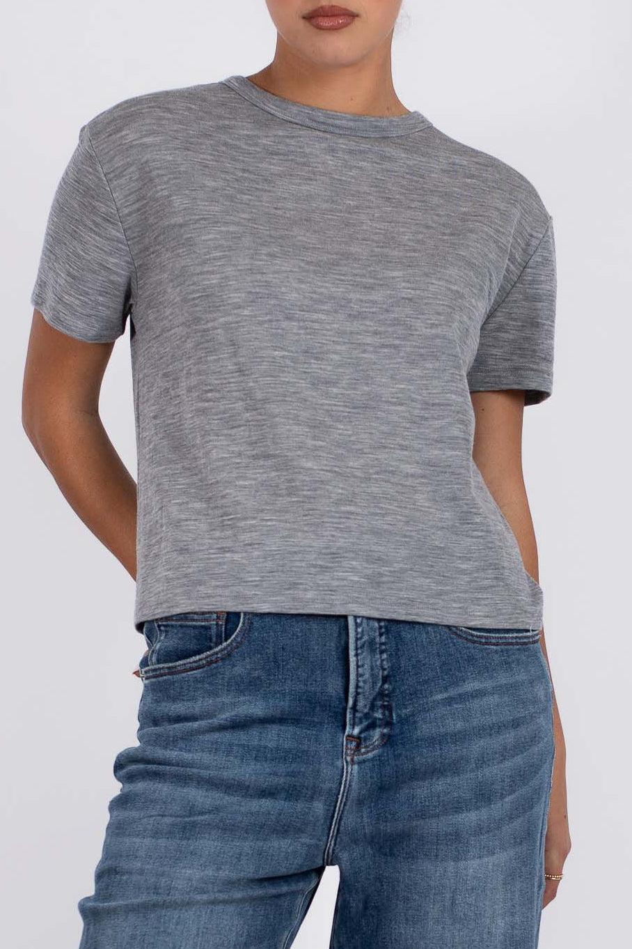 VÆNN Baby Wool Boxy Crew Neck Tee Marble