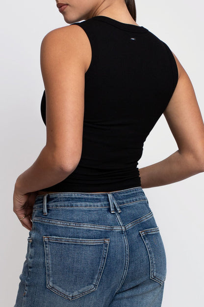 VÆNN Rib Scoop Neck Tank Black