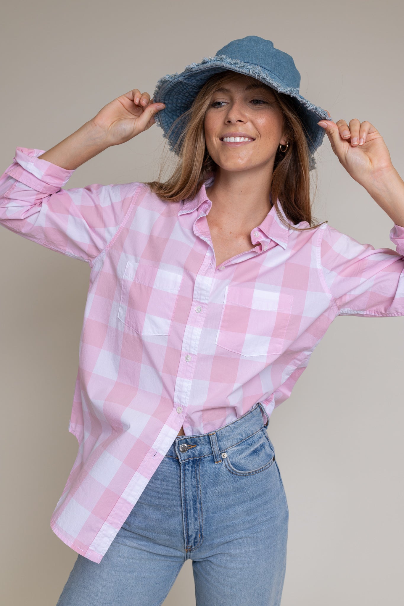 Pale Pink Gingham Sophia Shirt