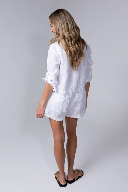 White Linen Romper