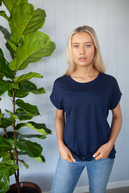 Navy Linen Tee