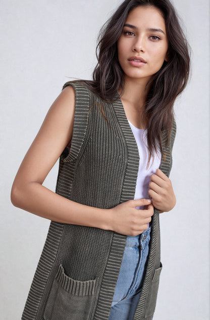 Khaki Anya Long Vest