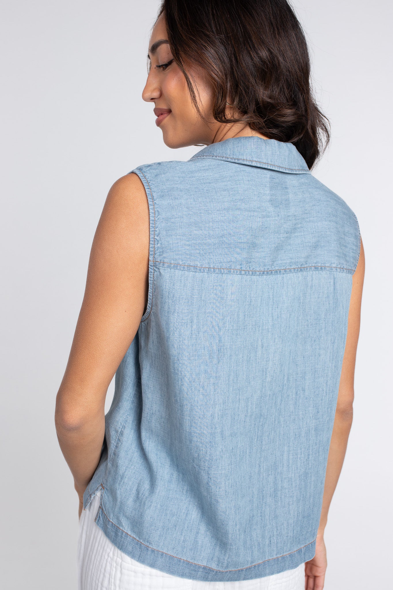 Denim Tencel Linen Vest