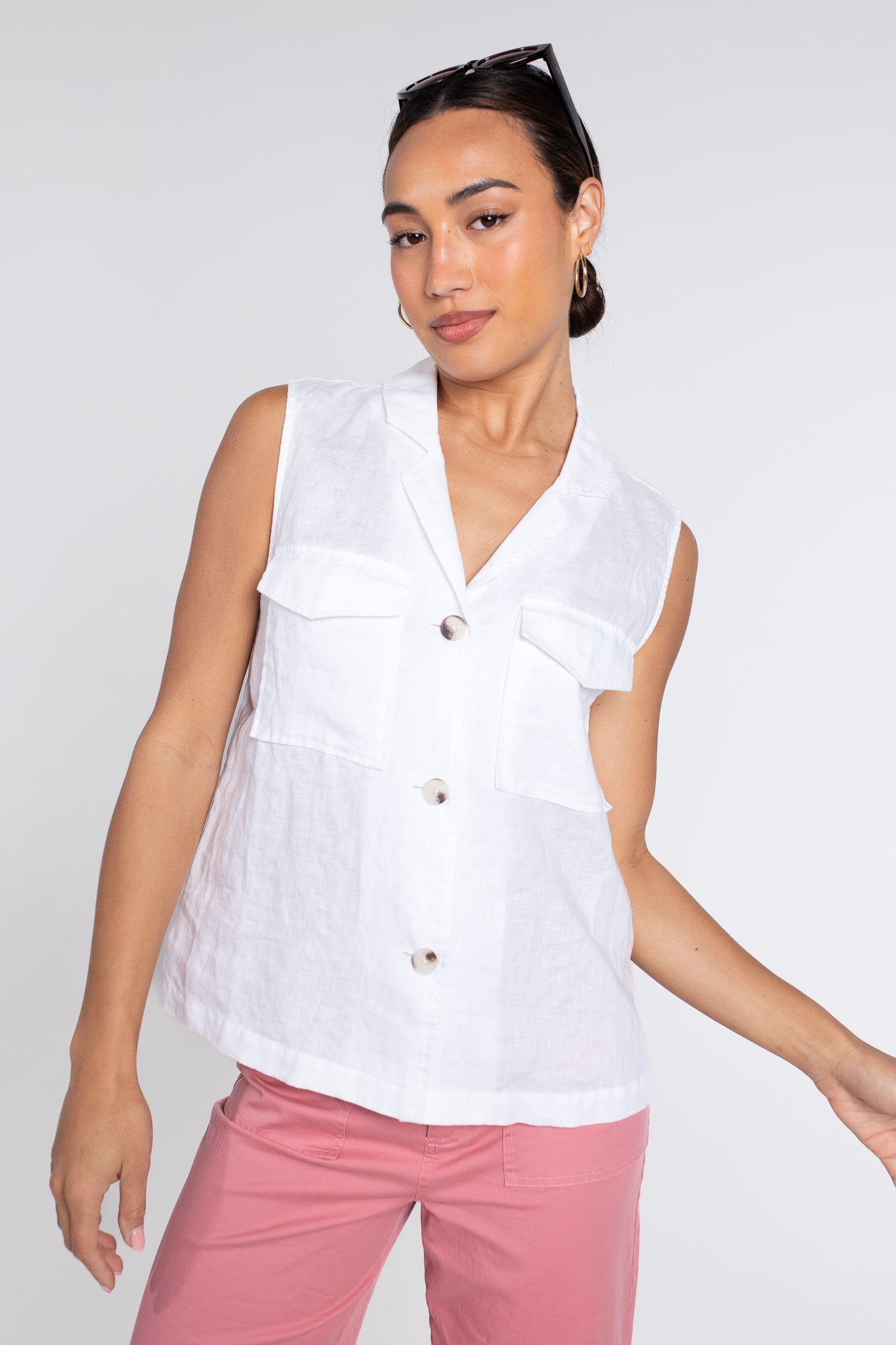 White Linen Vest