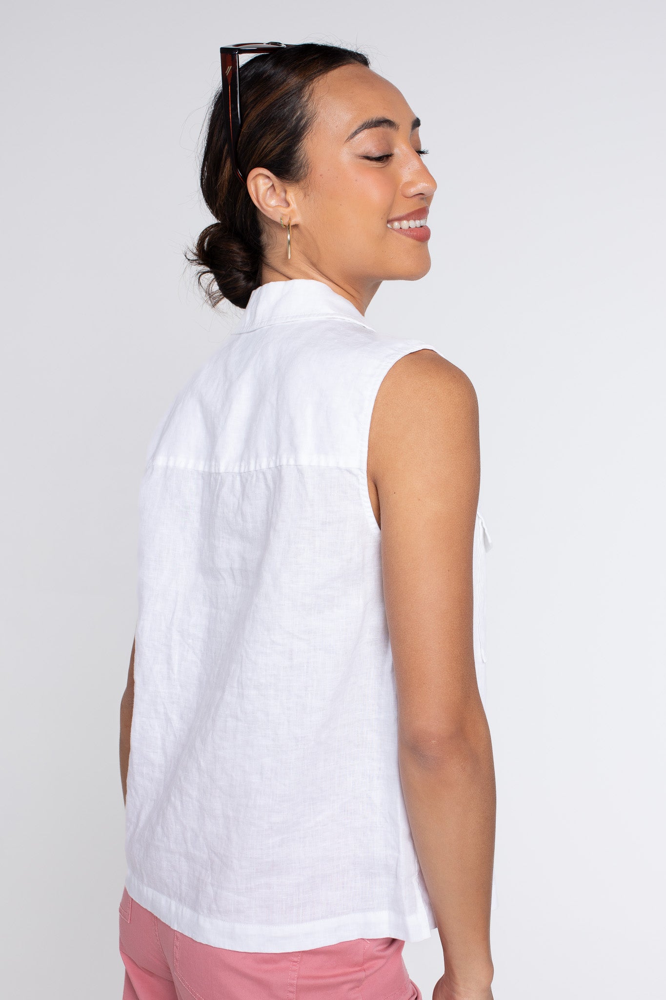 White Linen Vest