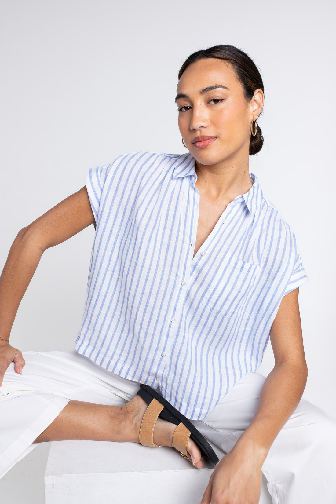 Blue Stripe Short Sleeve Shirt