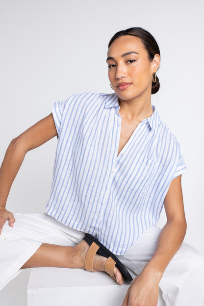 Blue Stripe Short Sleeve Shirt