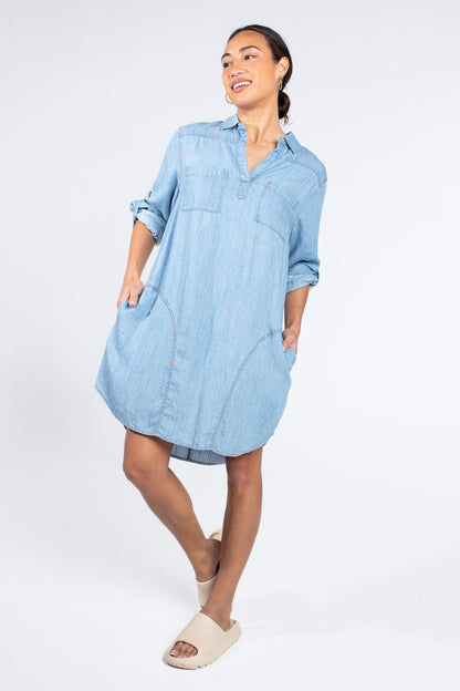 Denim Tencel Popover Dress