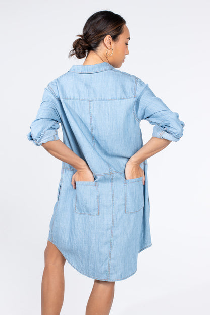 Denim Tencel Popover Dress