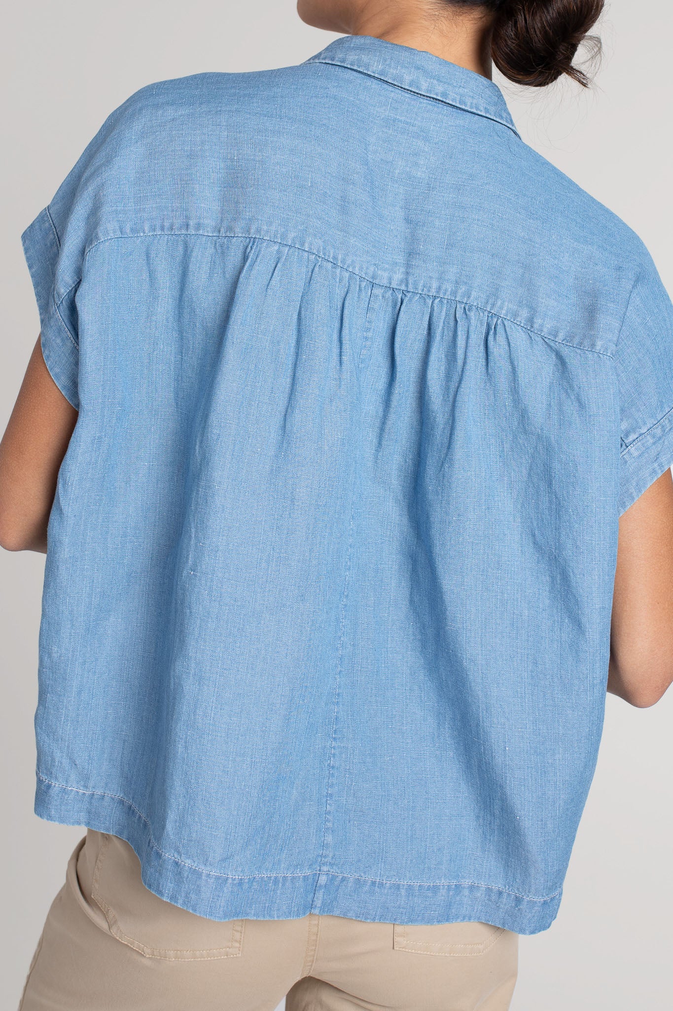 Denim Tencel Short Sleeve Shirt