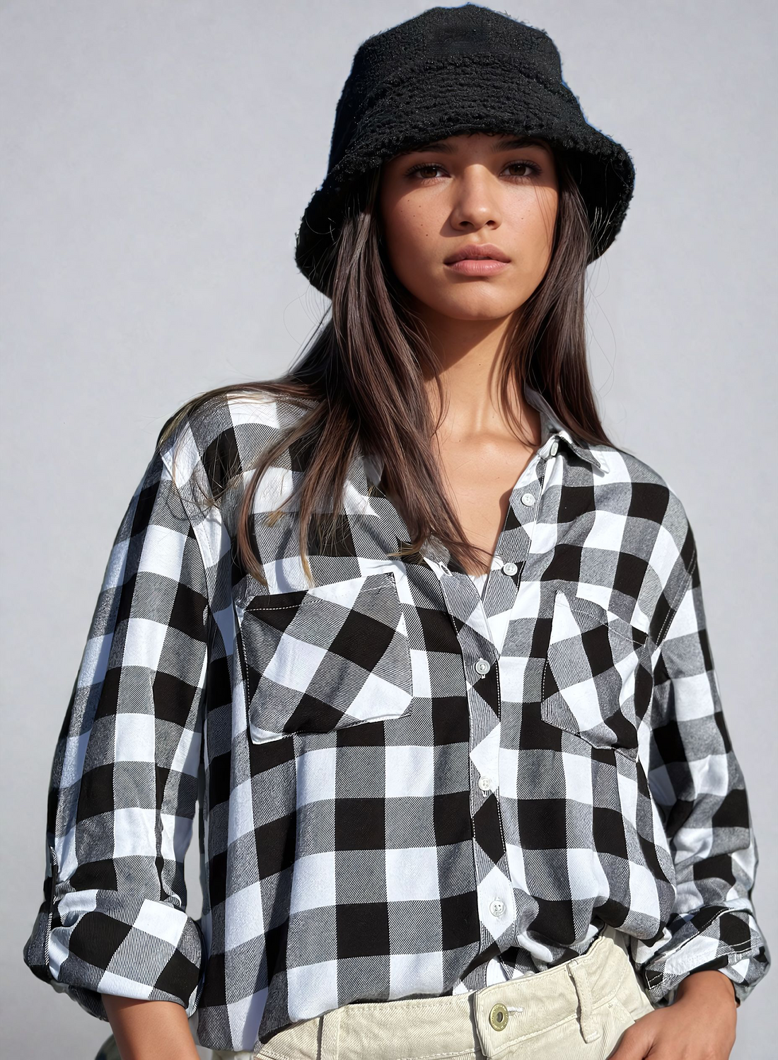 Black Gingham Cosy Plaid